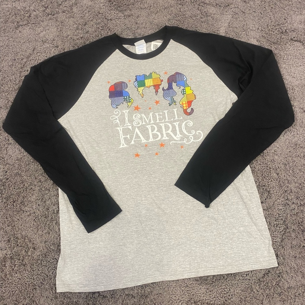 Black & Gray Raglan Long Sleeve Tee with Colorful Graphic